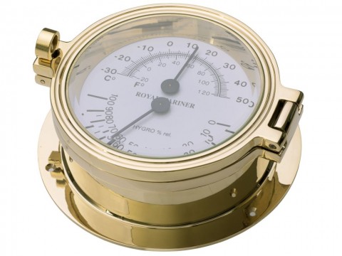 Brass Thermometer & Hygro. 140mm